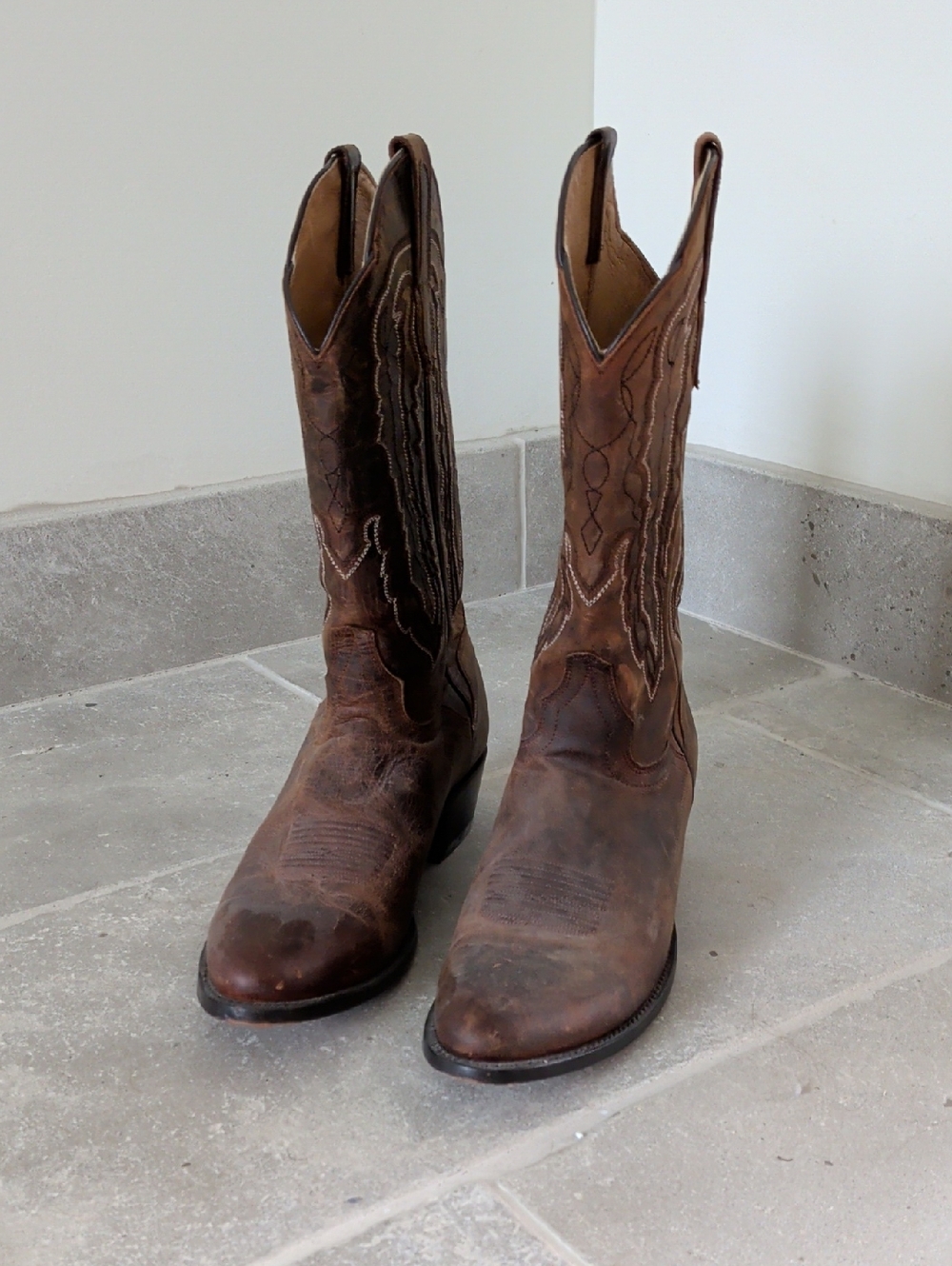Brown Leather Cowboy Boots - Men's